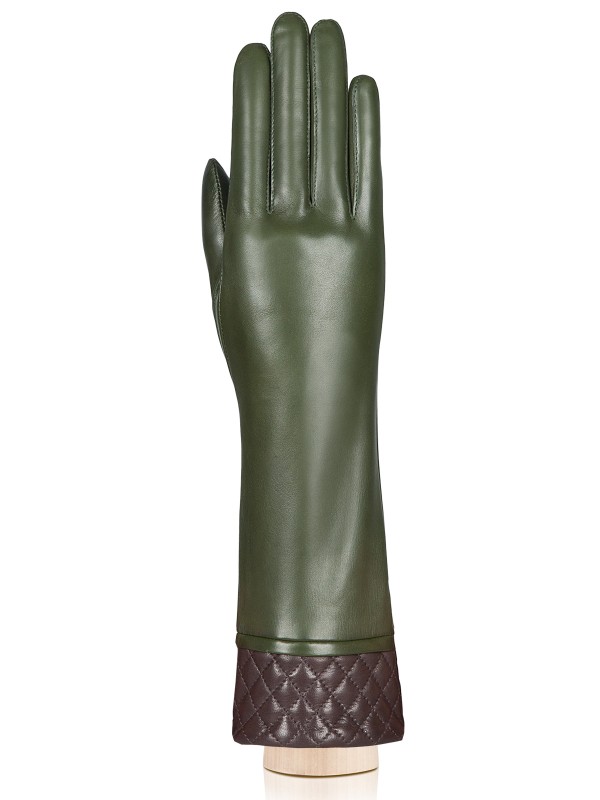 Перчатки женские Eleganzza HP91300 оливковые/темно-коричневые, р. 7