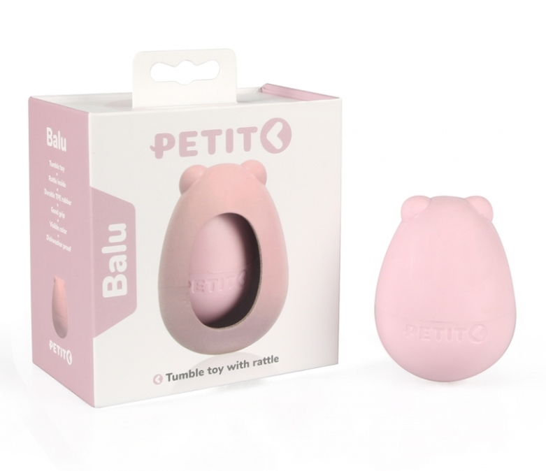 Жевательная игрушка для щенков PETIT Tumble toy Balu, резиновая, розовая, 8 см