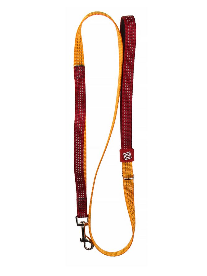 Поводок для собак GiGwi, со светоотражающими полосками, желто-красный, M, 15ммх120 см