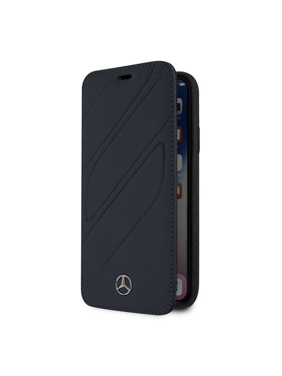 фото Чехол mercedes new organic i collection book style case для iphone xr blue abyss mercedes-benz