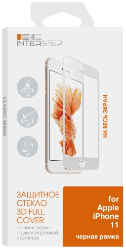

Защитное стекло InterStep для iPhone 11 (IS-TG-IPH612019-03IFB0-000B202), 3D для iPhone 6.1 2019 черн.рамка