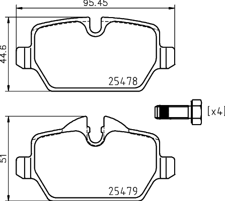 

Комплект тормозных колодок Hella 8DB355020111