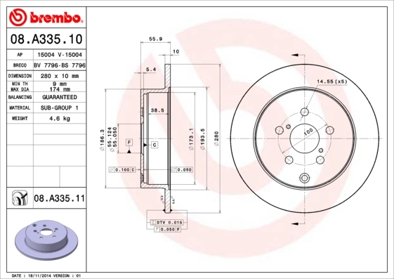 фото Тормозной диск brembo 08a33510