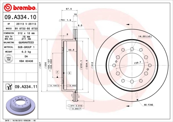 фото Тормозной диск brembo 09a33411