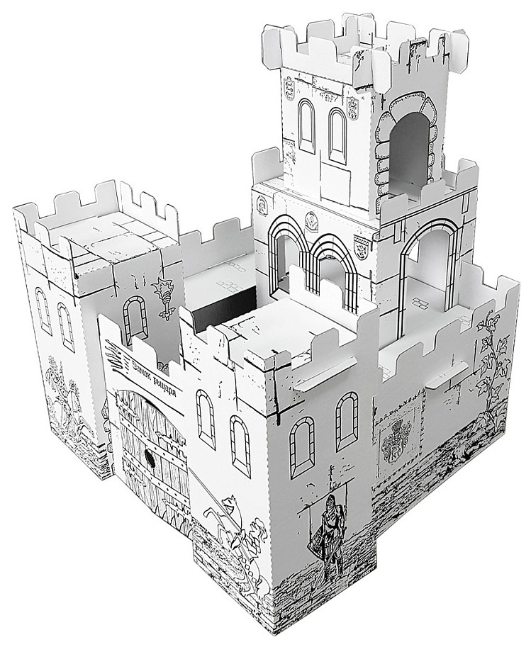 фото Книга картонный домик балуем и балуемся рыцарский замок 103 черный, белый