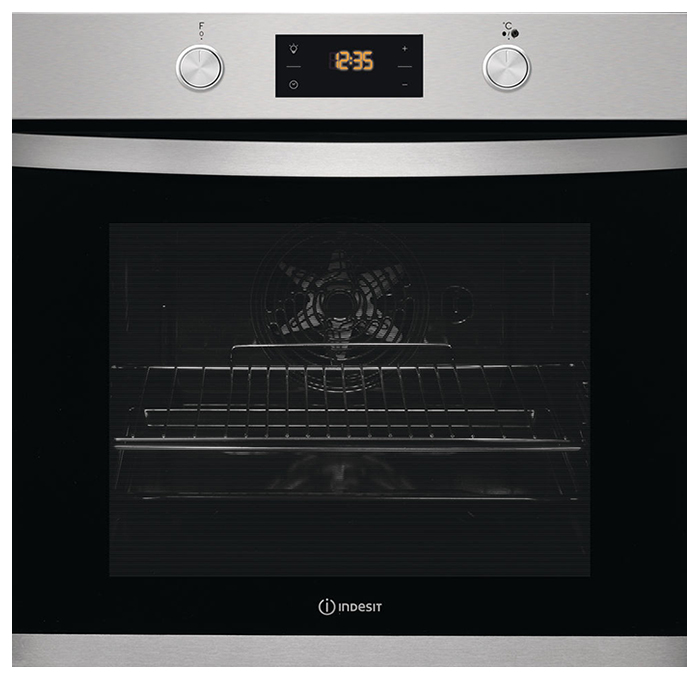 фото Встраиваемый электрический духовой шкаф indesit ifw 3841 jh ix silver/black