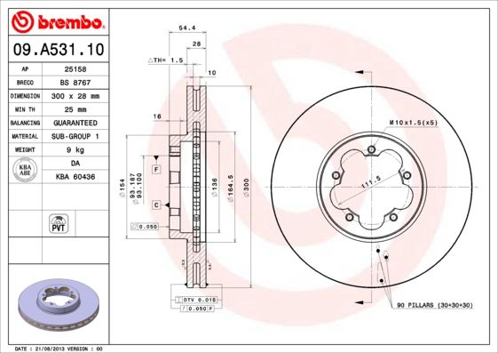 фото Тормозной диск brembo 09.a531.10