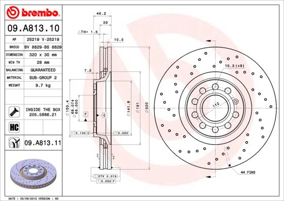 

Тормозной диск brembo 09.A813.10