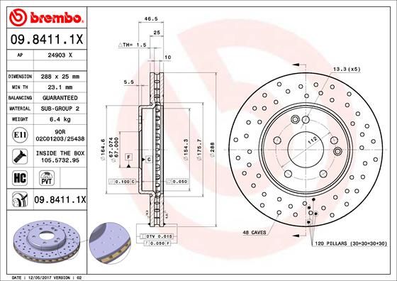 фото Тормозной диск brembo 09.8411.1x