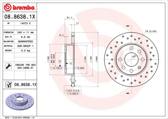 фото Тормозной диск brembo 08.8638.1x