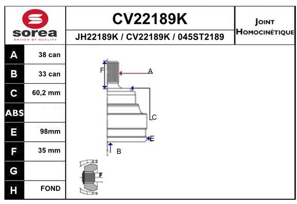 Шрус EAI CV22189K