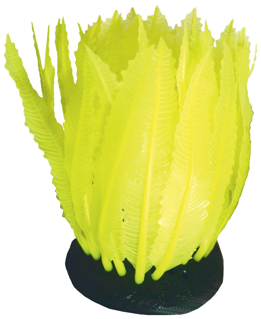 фото Искусственное растение для аквариума jelly-fish листья светящиеся, желтый, 9,8х7,5х11 см
