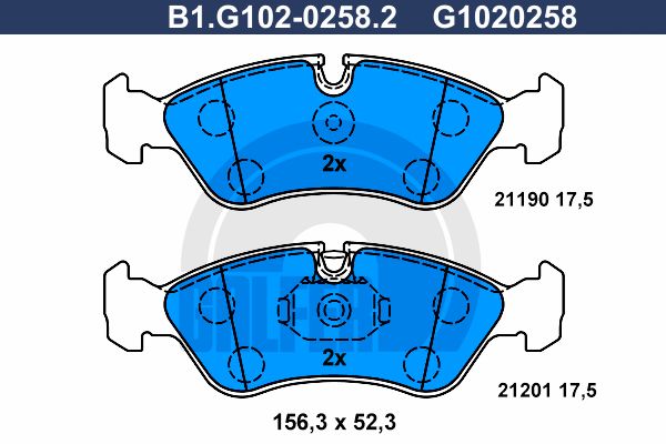 фото Комплект тормозных дисковых колодок galfer b1.g102-0258.2