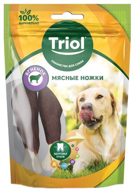 фото Лакомство для собак triol, мясные ножки с ягненком, 70г