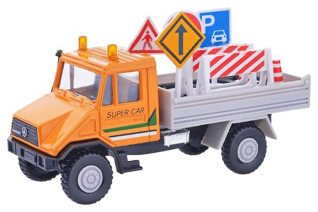 

Коллекционная модель Welly Mercedes-Benz Unimog с дорожными знаками