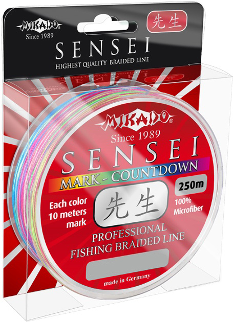 Леска плетеная Mikado Sensei Mark-Countdown 0,2 мм, 250 м, 16,2 кг, multicolor