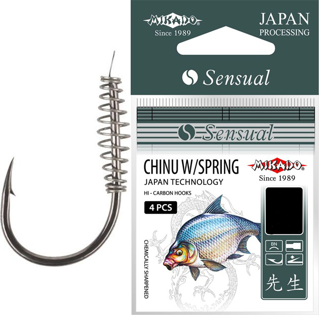 Рыболовные крючки Mikado Sensual Chinu W/Spring №4, 4 шт.