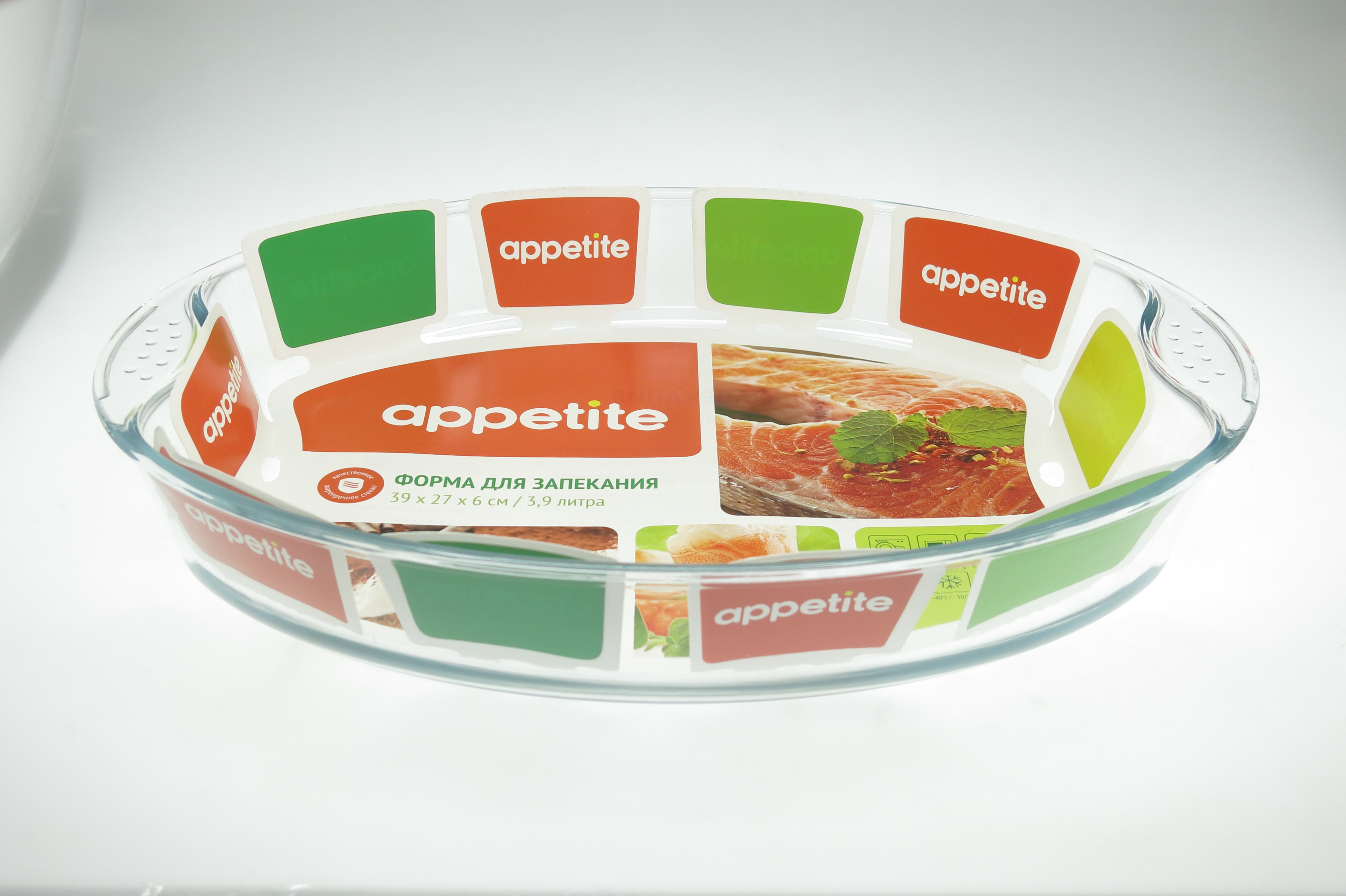 

Форма стекл овал 39x27x6см/3,9л с руч ТМ Appetite, Прозрачный