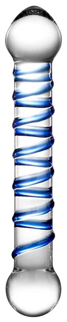 фото Прозрачный фаллос glas с голубой спиралью spiral dildo