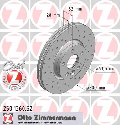 

Тормозной диск ZIMMERMANN 250.1360.52