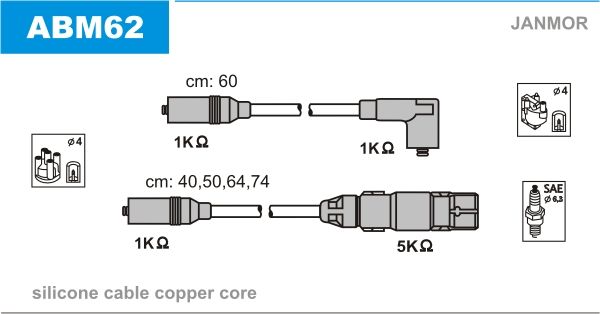 фото Комплект проводов зажигания janmor abm62