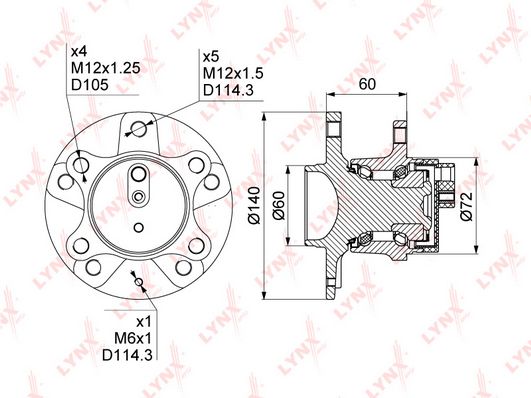 фото Комплект подшипника ступицы колеса lynxauto wh-1303