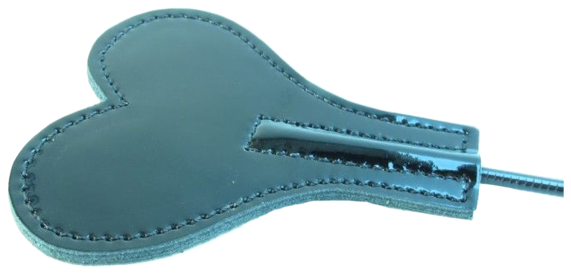 Стек BDSM Арсенал лаковый с красной меховой ручкой 64 см