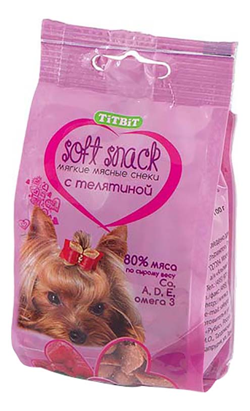 

Лакомство для собак TiTBiT Soft Snack, снек мягкий с телятиной, 100г, Снек, с телятиной, 100г