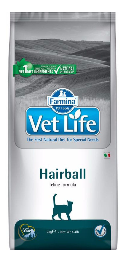 фото Сухой корм для кошек farmina vet life hairball, для выведения шерсти, курица, 2кг