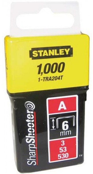 Скобы Stanley Light Duty 1-TRA204T 6мм тип