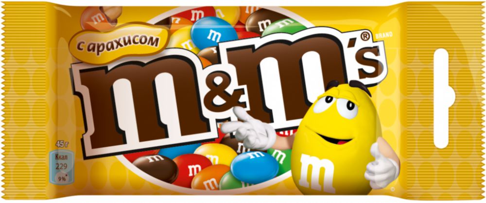 фото Драже m&m's с арахисом и молочным шоколадом 45 г