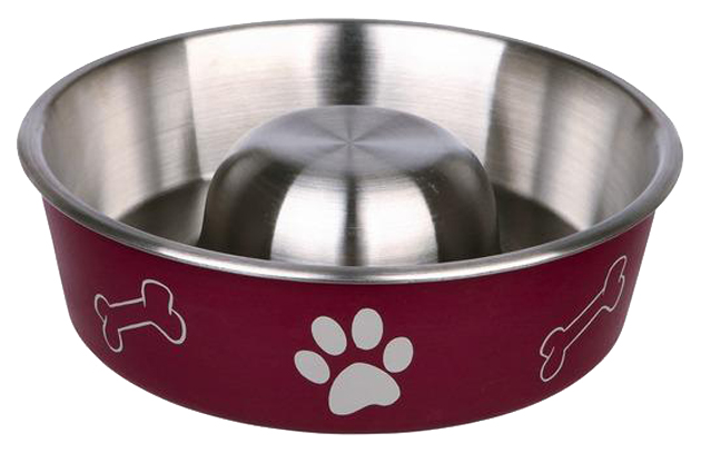 фото Одинарная миска для собак trixie, сталь, красный, оранжевый, серый, 1.4 л