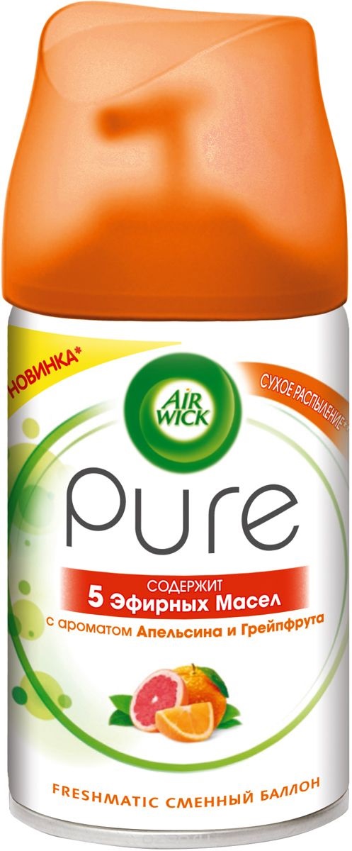 

Сменный баллон Air Wick Pure для освежителя воздуха апельсин и грейпфрут 250 мл, 30550