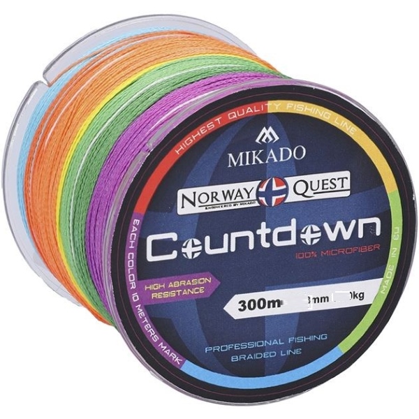 Леска плетеная Mikado Norway Quest Countdown 0,2 мм, 300 м, 16,8 кг, multicolor