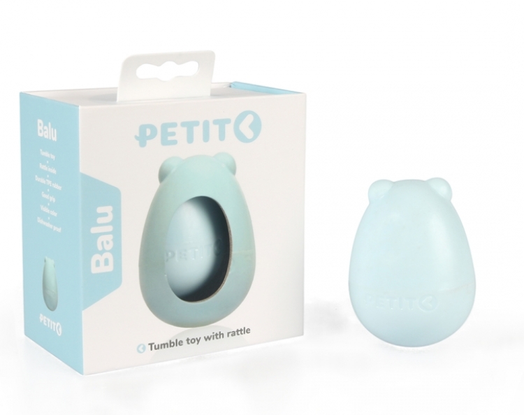 Жевательная игрушка для щенков PETIT Tumble toy Balu, резиновая, голубая, 8 см