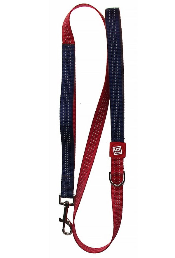 Поводок для собак GiGwi, со светоотражающими полосками, красно-синий, L, 20ммх120см