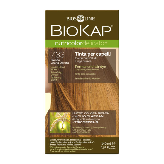 Краска для волос BIOKAP «Блондин золотистый пшеничный» тон 7.33, 140 мл