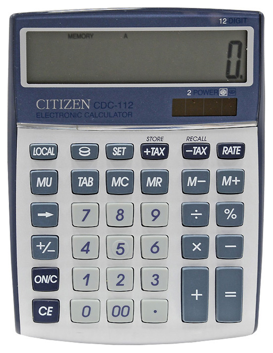 

Калькулятор Citizen CDC-112WB, 12 разрядов, двойное питание, 120x72 мм