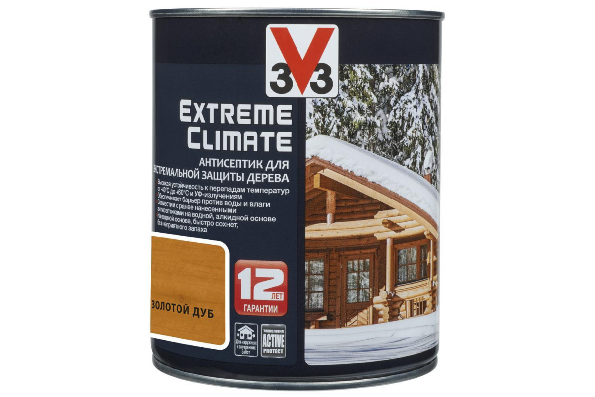 Антисептик для экстремальной защиты V33 Extreme Climate 09 л Цвет золотой дуб 3227₽