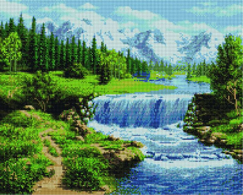 

Алмазная вышивка Painting Diamond Летний водопад, 40x50 см, Летний водопад