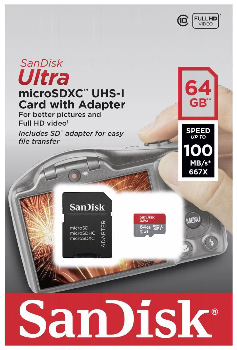 

Карта памяти SanDisk Micro SDXC SDSQUAR-064G-GN6IA 64GB, SDSQUAR-064G-GN6IA