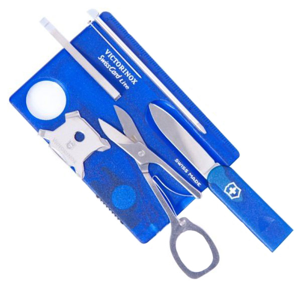 Мультитул Victorinox SwissCard Lite, синий/прозрачный, 13 опций