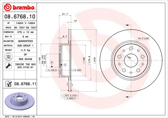 фото Тормозной диск brembo 08.6768.11