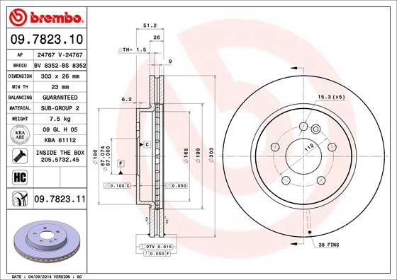 фото Тормозной диск brembo 09.7823.11