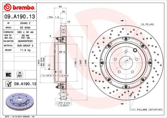 фото Тормозной диск brembo 09.a190.13