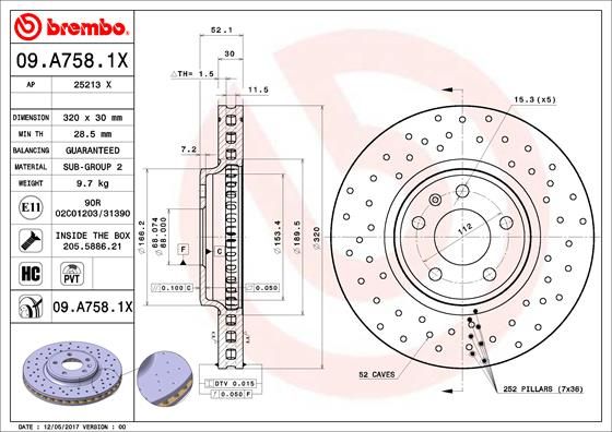 фото Тормозной диск brembo 09.a758.1x