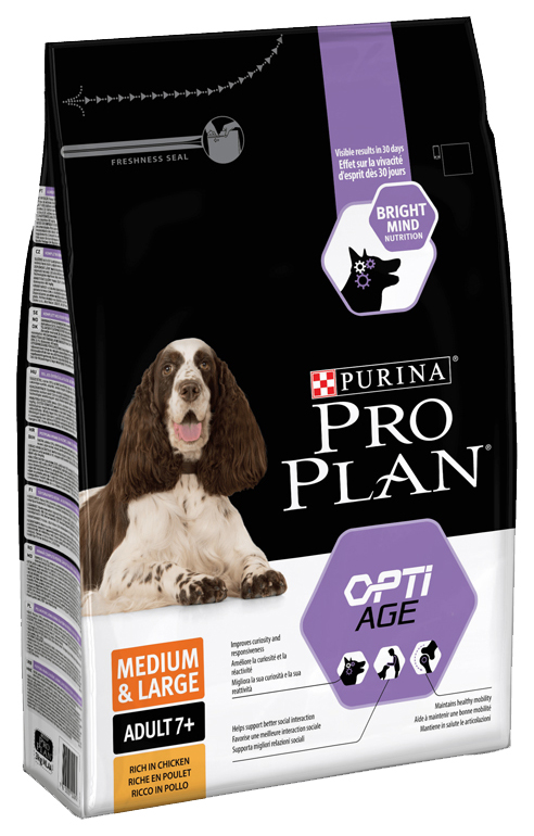 

Сухой корм для собак PRO PLAN OptiAge Medium & Large Adult 7+, для пожилых, курица, 3кг, OptiAge Medium & Large Adult 7+