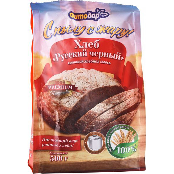 фото Готовая смесь фитодар хлеб русский черный с пылу с жару 500 г