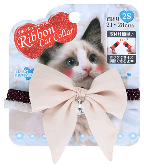 фото Ошейник для кошек premium pet japan нарядный бабочка 21-28 см бежевый japan premium pet