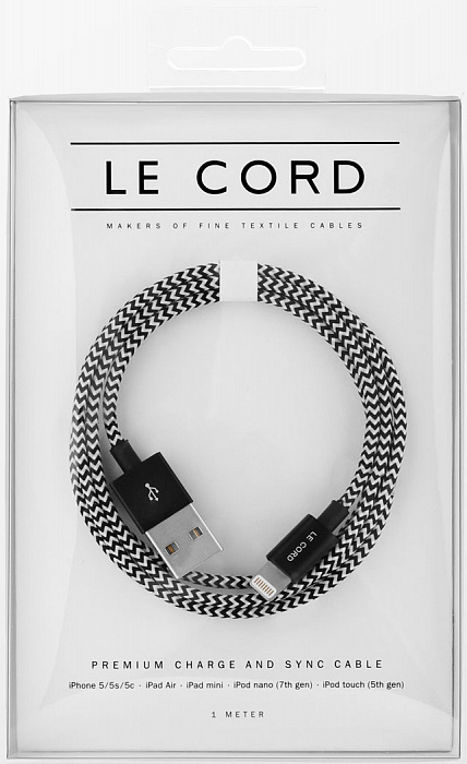 фото Кабель le cord eero lightning 1,2м white/black